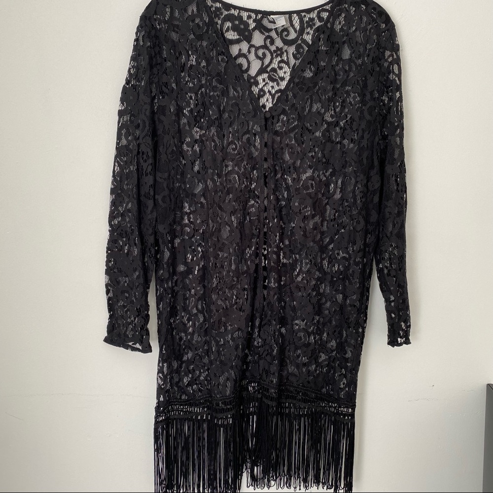 H&M top with mesh design and fringe detail